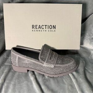 Kenneth Cole Reaction Gray Crystal-Embellished Slip-On Loafer